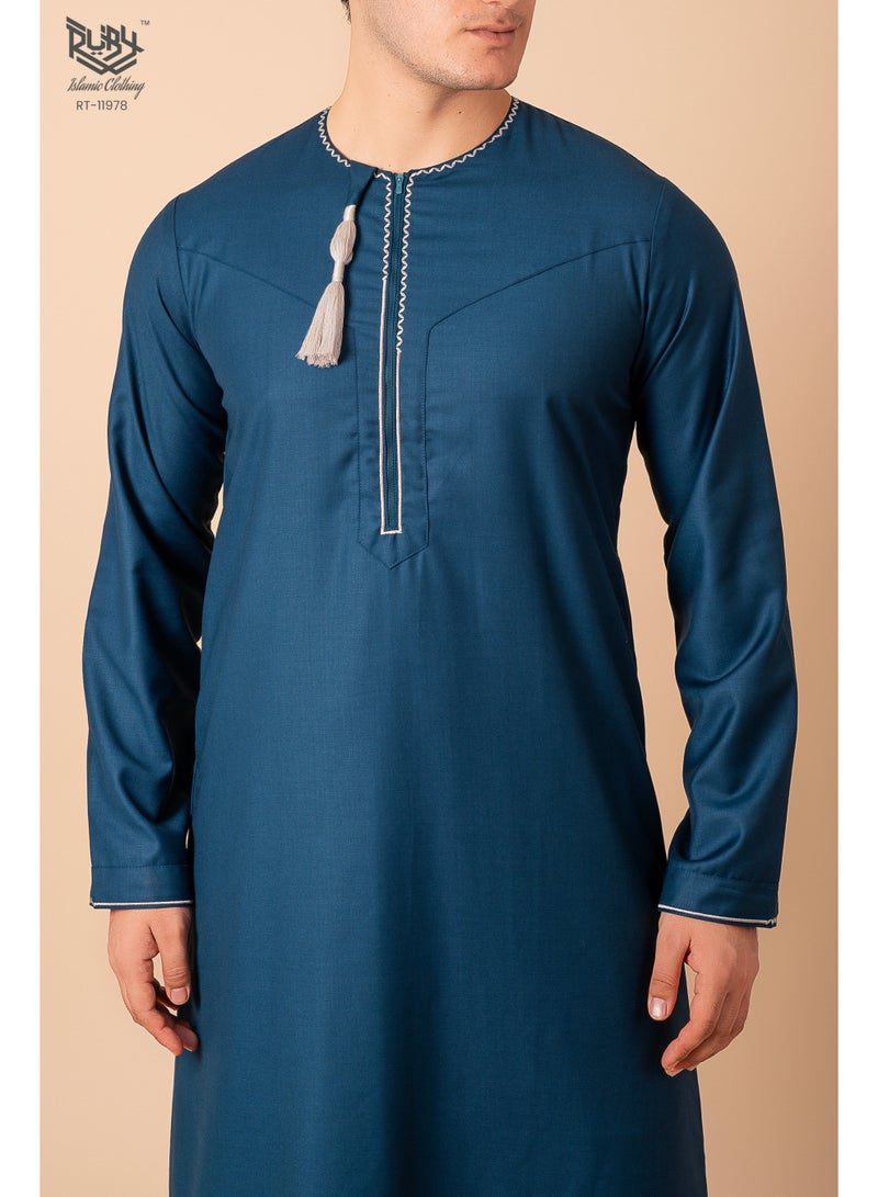 RUBY ISLAMIC CLOTHING Omani/Emirati Dishdasha – Men's Omani/Emirati Style Thobe Kandura Classic - Full-Length Long Sleeve Islamic Jubbah - Image 3